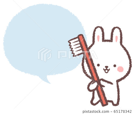 Speech bubble toothbrush rabbit 65178342