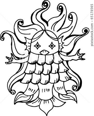 Amavier:半人半魚Yo-Kai電暈線描手繪插圖 Amavier:半人半魚Yo-Kai電暈線描手繪插圖 65178565