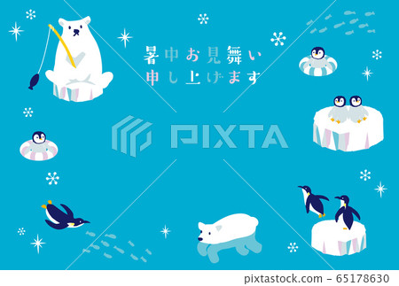 南極動物參觀夏季插畫 南極動物參觀夏季插畫 65178630