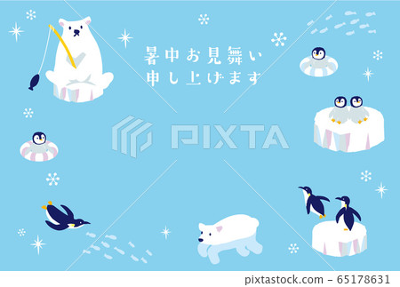南極動物參觀夏季插畫 南極動物參觀夏季插畫 65178631