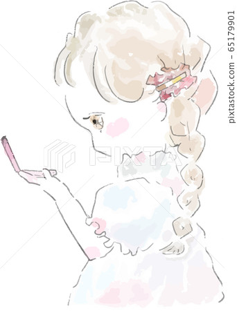 Girl staring at a compact 65179901