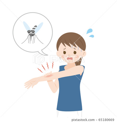 Illustration of a woman bitten by a mosquito Illustration of a woman bitten by a mosquito 65180669