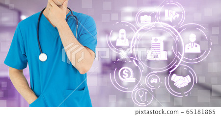 Doctor with Medical Healthcare Graphic in Hospital 65181865