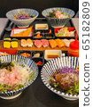 Delicious Japanese food such as sushi, buckwheat and sashimi 65182809