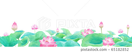 蓮花水彩插圖,水平無縫模式 蓮花水彩插圖,水平無縫模式 65182852