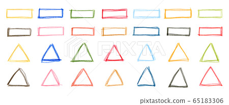 Colorful frame of rough hand drawn colored pencils 65183306