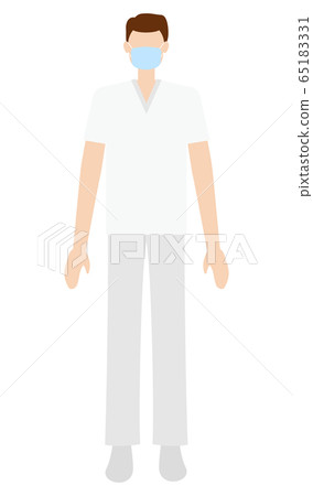 Illustration of a man in a mask working at a medical / nursing site 65183331