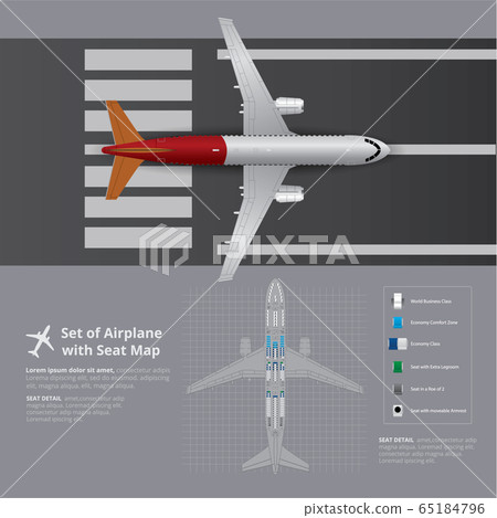 Set of Airplane with Seat Map Isolated Vector Illustration 65184796