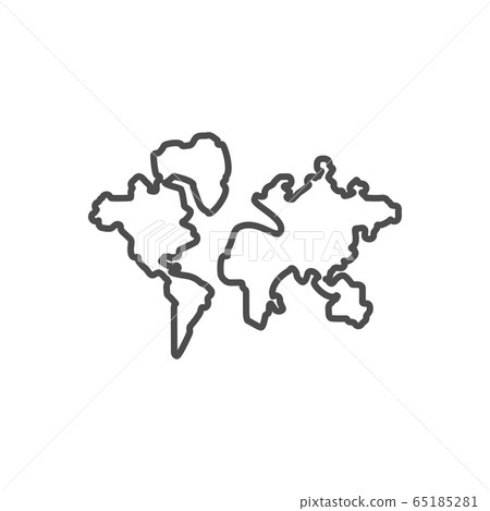 World map related vector thin line icon. 65185281