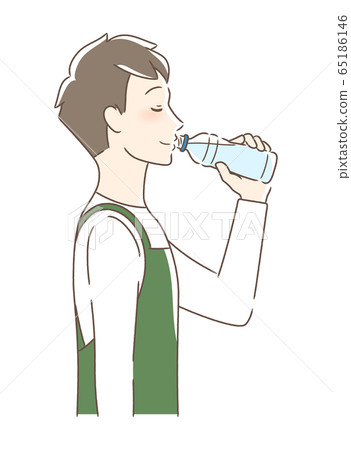 Side profile of a man drinking pet bottle water 65186146