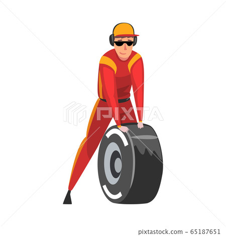 Pit Stop Crew Member Changing Tire Wheel,... - Stock Illustration  [65187651] - PIXTA