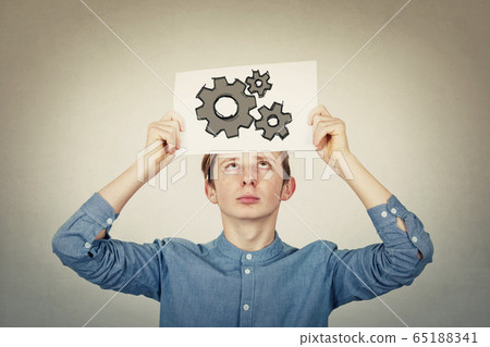 Portrait of confused, thinking teen boy seeks a 65188341