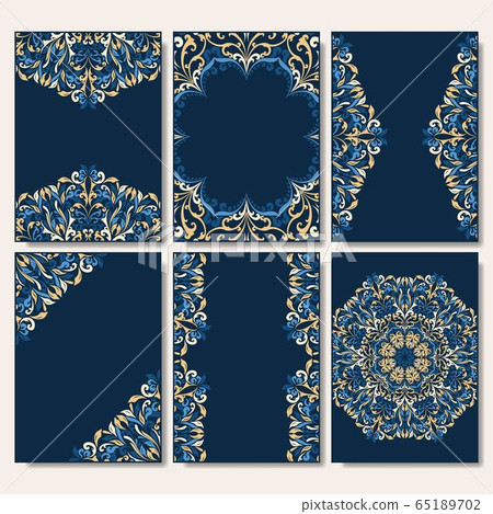 Retro boho blue floral patterns wallpaper Retro boho blue floral patterns wallpaper 65189702