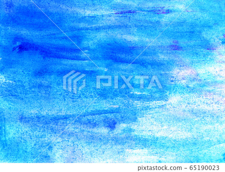 abstract watercolor textural background with blue paint lines and brush strokes with white spots 65190023