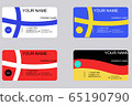 set of business cards in the form of flags of the 65190790