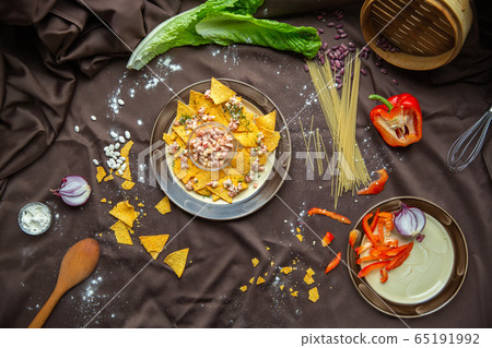 Mexican food mix colorful background Mexico 65191992