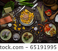 Mexican food mix colorful background Mexico 65191995
