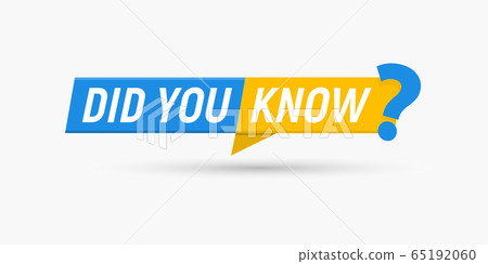 Did you know message label with question mark, speech button for web design element. Vector isolated illustration. 65192060