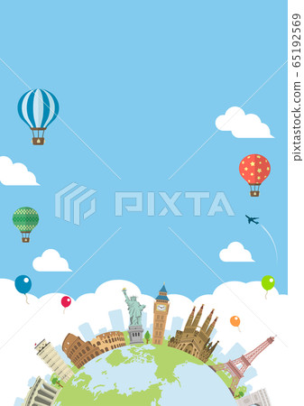 Overseas travel / vacation image illustration (poster) / World famous buildings (buildings / world heritage) without text 65192569