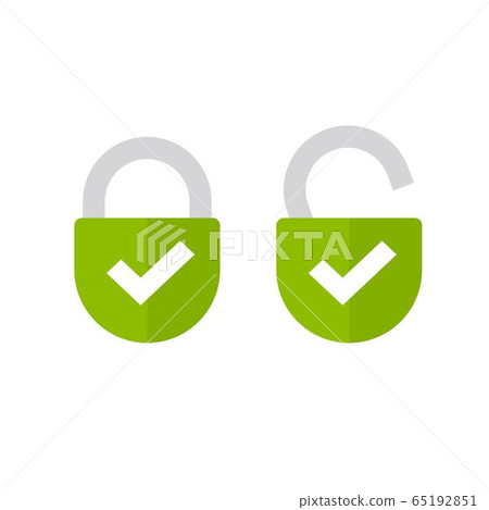 Padlock or lock icon open and closed flat... - Stock Illustration ...