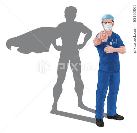 Superhero Nurse Doctor with Super Hero Shadow Superhero Nurse Doctor with Super Hero Shadow 65193003