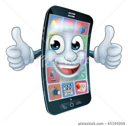 Cell Mobile Phone Mascot Cartoon Character 65193009