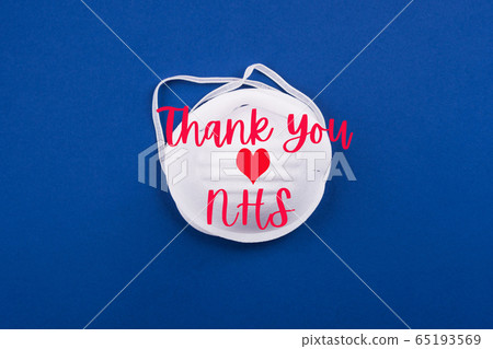 Thank you card for nhs staff on blue with face mask 65193569