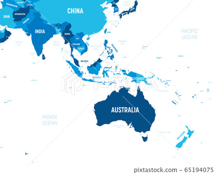 Australia And South East Asia Map Australia And Southeast Asia Map - Green Hue... - Stock Illustration  [65194075] - Pixta