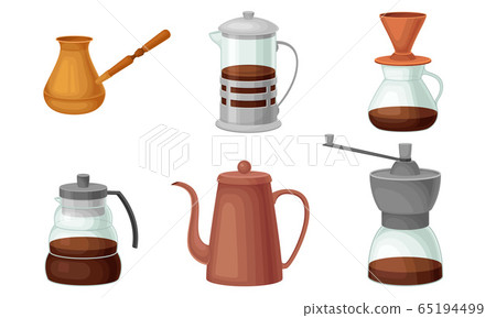 Teapots and Kettles Isolated on White Background Vector Set 65194499