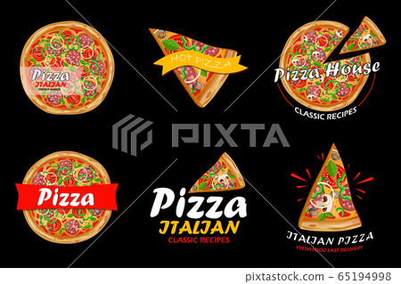 Set of pizza logo Set of pizza logo 65194998