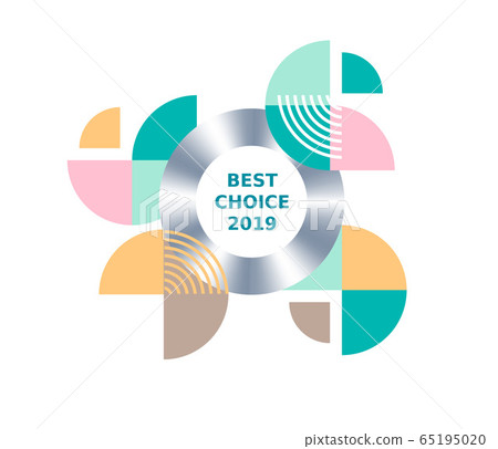 Best choice 2019 banner, label geometric design, Geometric bauhaus vector banner, background. Simple shapes, abstract bauhaus frame 65195020