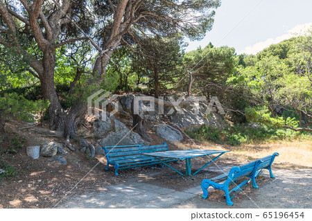 Territory of Old abandoned sanatorium from Soviet times in Foros village, Crimea Territory of Old abandoned sanatorium from Soviet times in Foros village, Crimea 65196454
