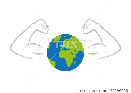 strong earth globe with muscular arms 65196698
