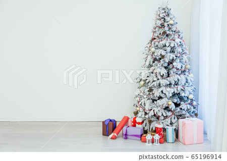 White Christmas Tree New Year presents holiday 65196914