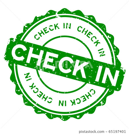 Grunge green check in word round rubber seal stamp Grunge green check in word round rubber seal stamp 65197401