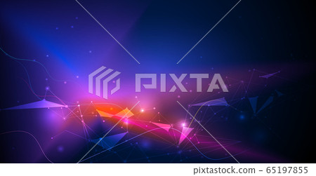 Vector illustration molecule,Connected lines with dots,technology on blue background. Abstract internet network connection design for web site.Digital data,communication,science and futuristic concept 65197855