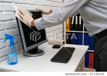 concept of cleaning or disinfecting the office - a 65198393
