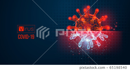 Novel coronavirus COVID-2019 on a blue background. Analysis and study of a new virus. The invention of a vaccine against the 2019-nCoV. Abstract 3D models of coronavirus bacteria. Vector illustration Novel coronavirus COVID-2019 on a blue background. Analysis and study of a new virus. The invention of a vaccine against the 2019-nCoV. Abstract 3D models of coronavirus bacteria. Vector illustration 65198540