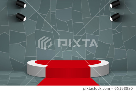 white podium and red carpet with spotlight in the marble room white podium and red carpet with spotlight in the marble room 65198880