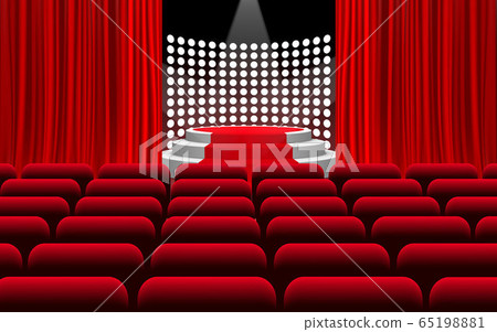 white podium and red carpet with spotlight on the stage in the hall white podium and red carpet with spotlight on the stage in the hall 65198881