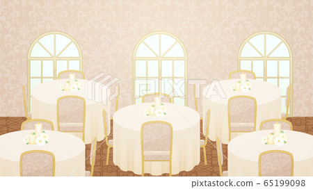 拱形窗戶_圓桌_宴會廳_酒店_背景illustration_16：9 65199098