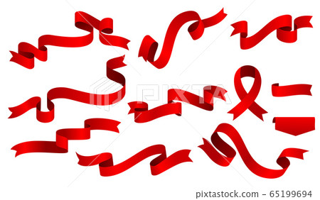 Red ribbons set isolated on white background.... - Stock Illustration ...