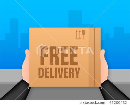 Free delivery. Web banner for Delivery Services and E-Commerce. Vector stock illustration. Free delivery. Web banner for Delivery Services and E-Commerce. Vector stock illustration. 65200482