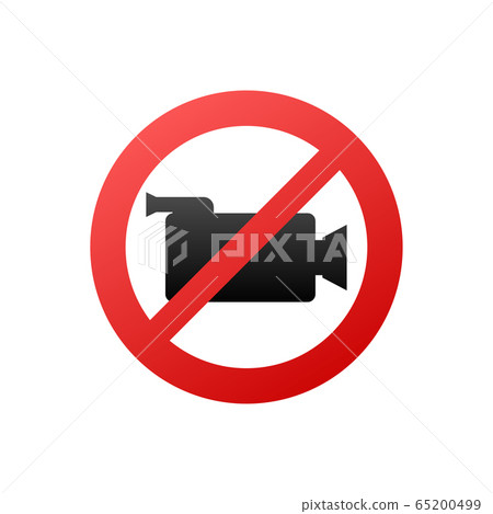 no record. Photo camera vector icon. Picture on white backdrop. Stop sign. Web icon. Symbol, sign. Vector stock illustration. no record. Photo camera vector icon. Picture on white backdrop. Stop sign. Web icon. Symbol, sign. Vector stock illustration. 65200499