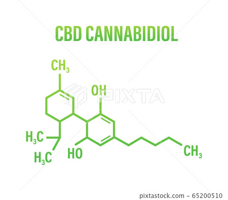 CBD icon. CBD hemp drug molecule, cannabis. Vector stock illustration. 65200510