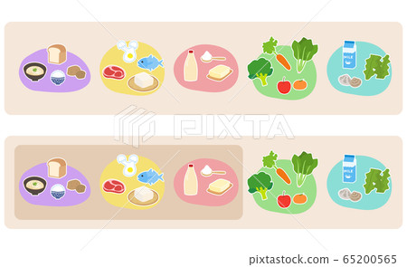 Vector illustration of ingredients for 5 macronutrients and 3 macronutrients 65200565