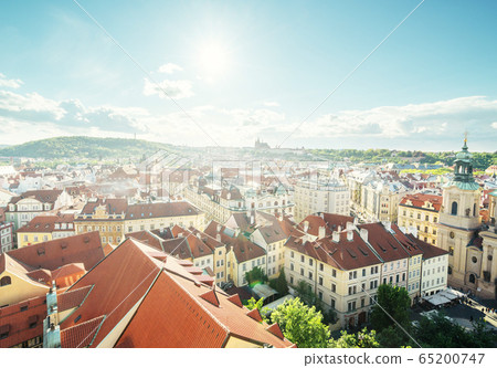 roofs in Prague Old Town Square, the Czech 65200747