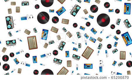 Seamless pattern of retro old hipster music audio - Stock Illustration ...