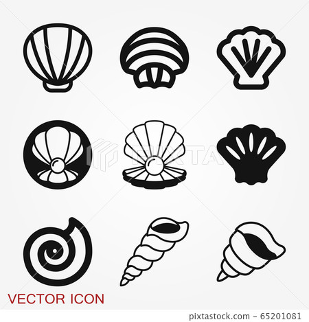 Shell Icon Sea Animal Symbol Isolated On 插圖素材 圖庫