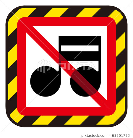 Musical note and prohibition mark 65201753